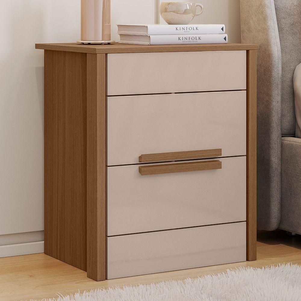 Kit 2 Mesas De Cabeceira Dhara 2 Gavetas 51 Cm Carvalho Fendi Moval - 2