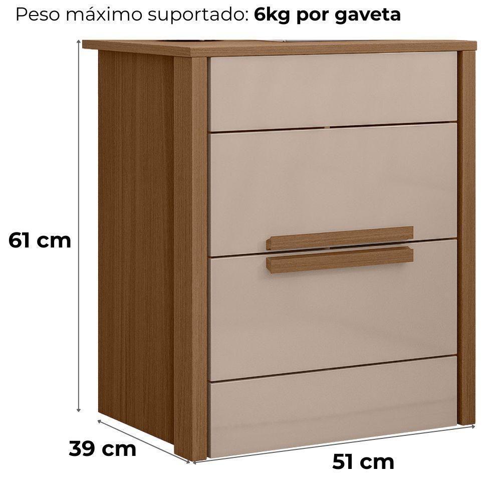 Kit 2 Mesas De Cabeceira Dhara 2 Gavetas 51 Cm Carvalho Fendi Moval - 3