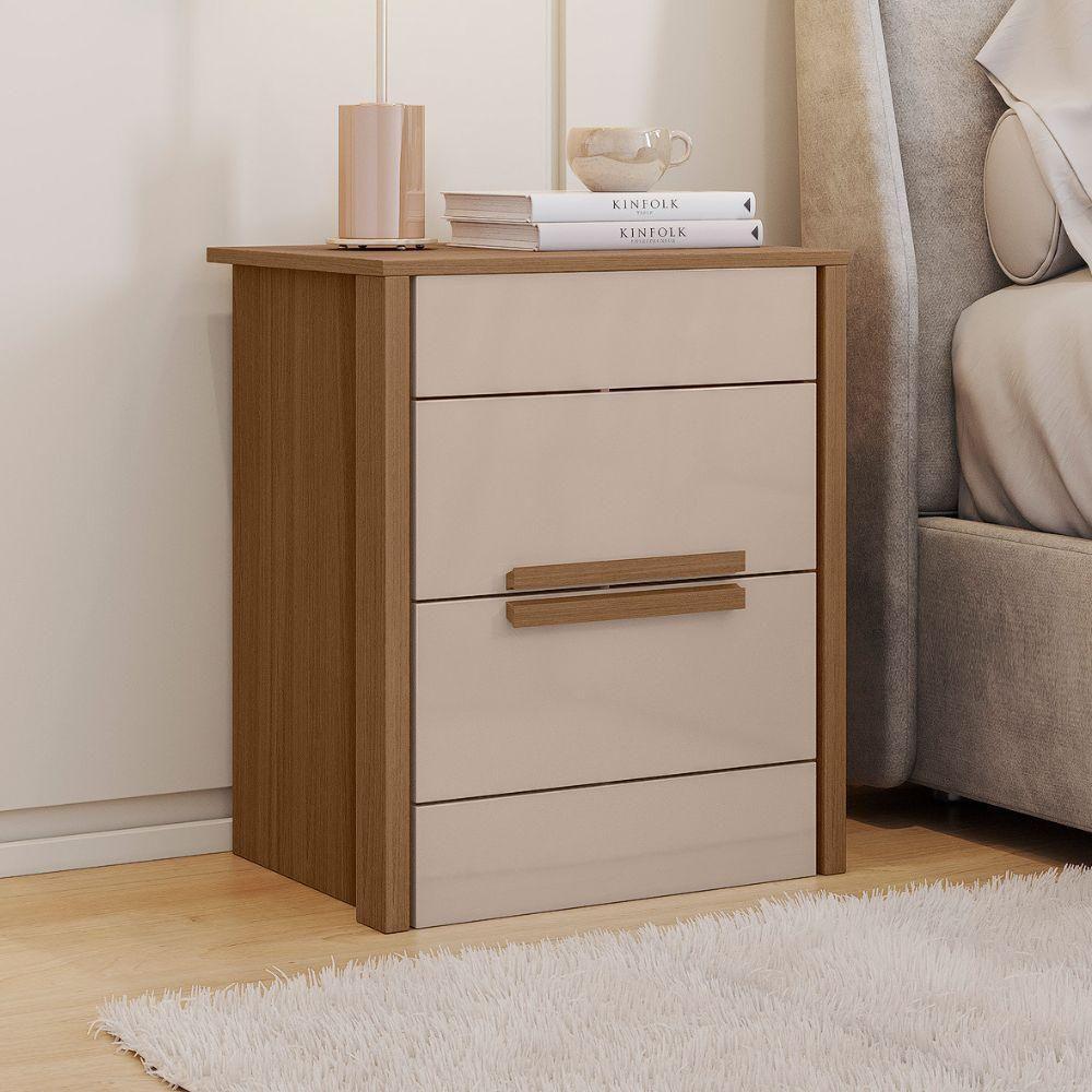 Kit 2 Mesas De Cabeceira Dhara 2 Gavetas 51 Cm Carvalho Fendi Moval - 6