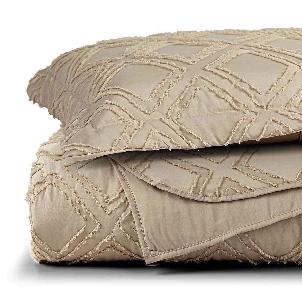 Cobre Leito Casal Padrão Destroyed Micropercal 300 Fios 3 Peças - Caqui - 2