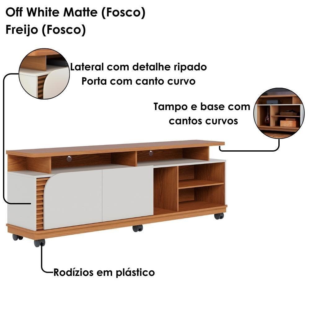 Rack Bancada Tv 75 Pol 180 Cm Jurere Freijo Off White Matte Colibri - 7