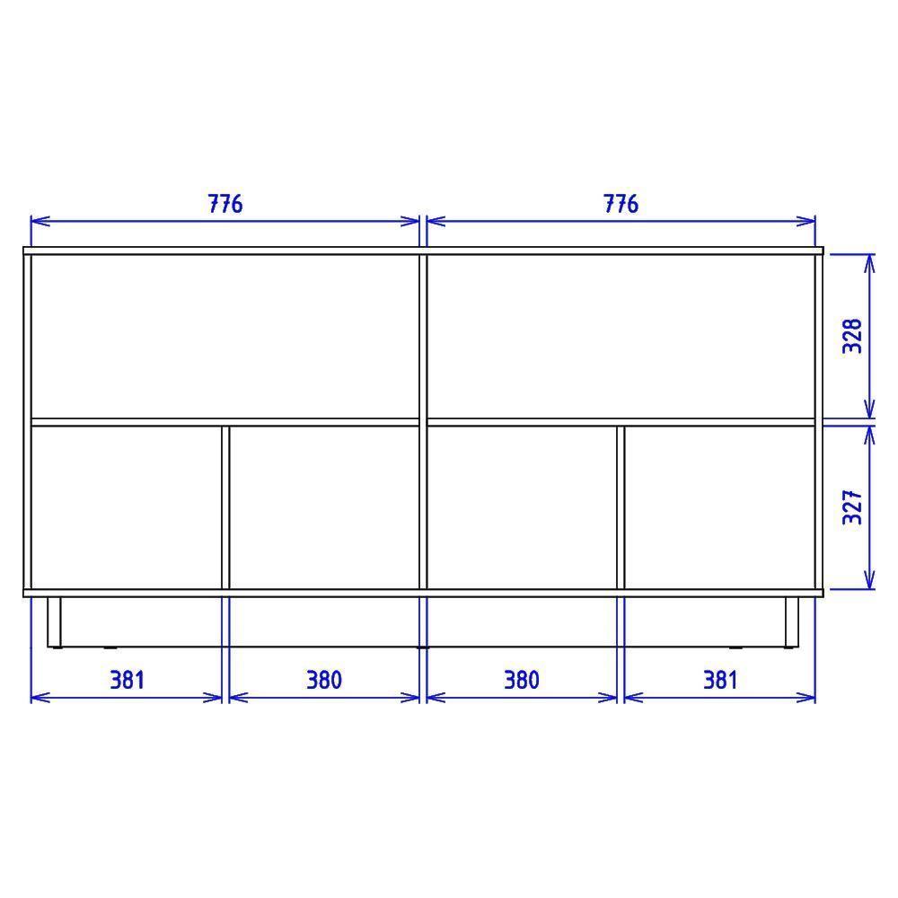 Balcao Aparador Buffet 4 Portas 160 Cm Vitoria Noce Milano Preto Colibri - 4