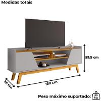 Rack Bancada Tv 65 Pol 160 Cm Turim Off White Naturalle Bechara - 3