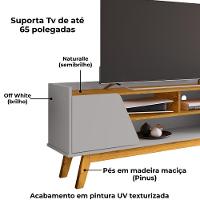 Rack Bancada Tv 65 Pol 160 Cm Turim Off White Naturalle Bechara - 5
