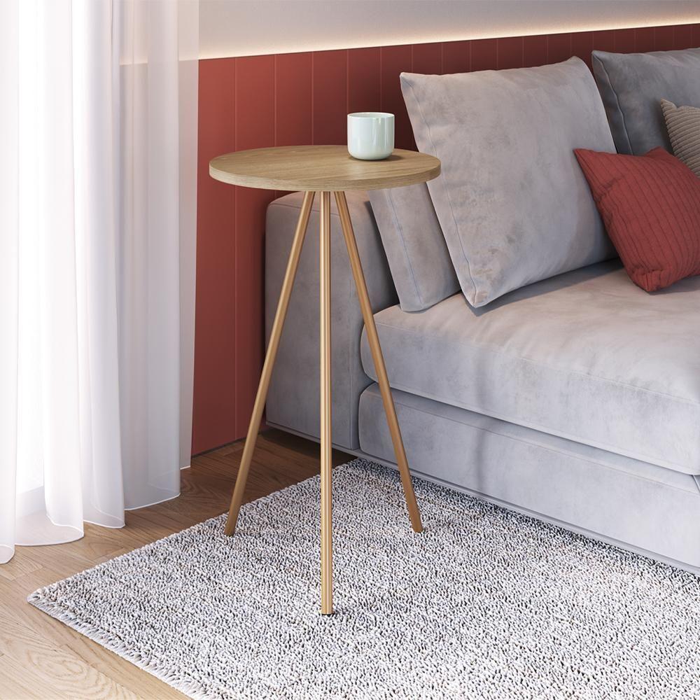 Mesa Lateral Para Sala De Estar 49x35 Cm 27944 Hanover Dourado Artesano - 7