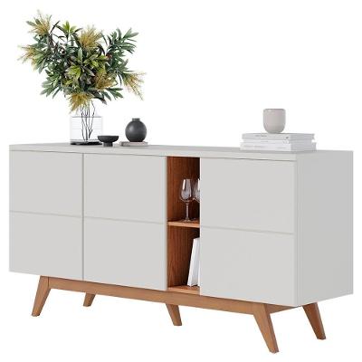 Balcao Buffet Aparador 160 Cm Noronha Off White Matte Freijo Colibri