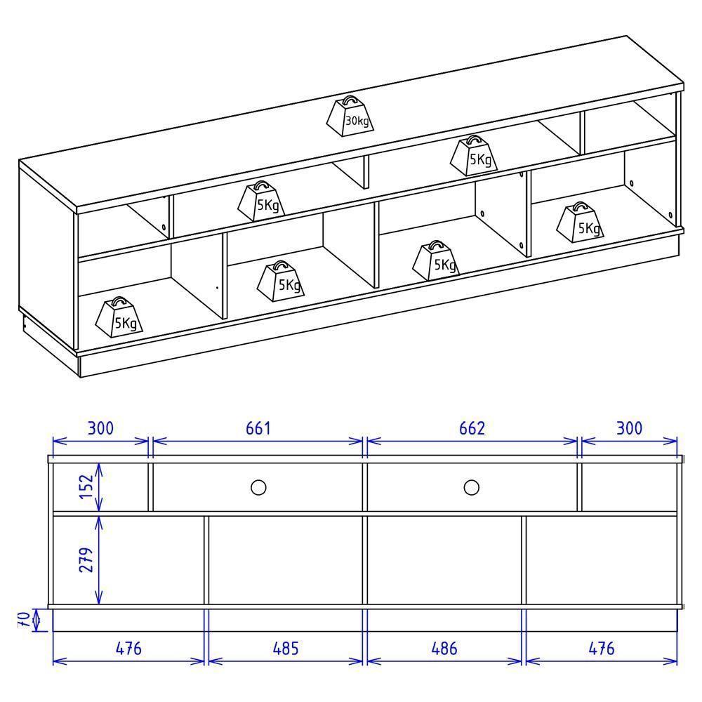 Rack Bancada Tv 75 Pol 200 Cm 4 Portas Santorini Off White Matte Freijo Colibri - 4