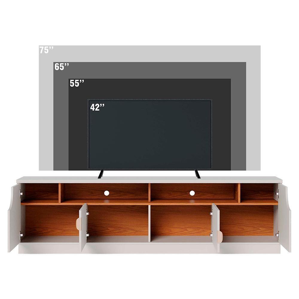 Rack Bancada Tv 75 Pol 200 Cm 4 Portas Santorini Off White Matte Freijo Colibri - 6