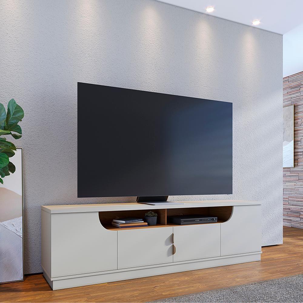 Rack Bancada Tv 75 Pol 200 Cm 4 Portas Santorini Off White Matte Freijo Colibri - 8