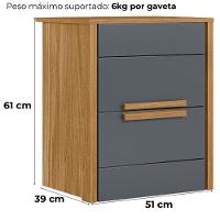 Kit 2 Mesas De Cabeceira Dhara 2 Gavetas 51 Cm Freijo Cinza Moval - 3