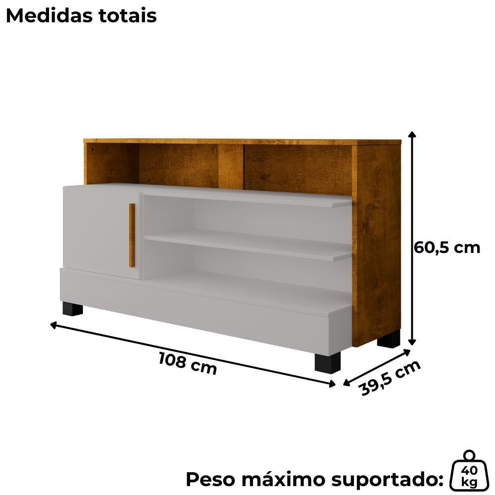Rack Bancada Tv 48 Pol Pipa 108 Cm Off White Naturalle Bechara - 3