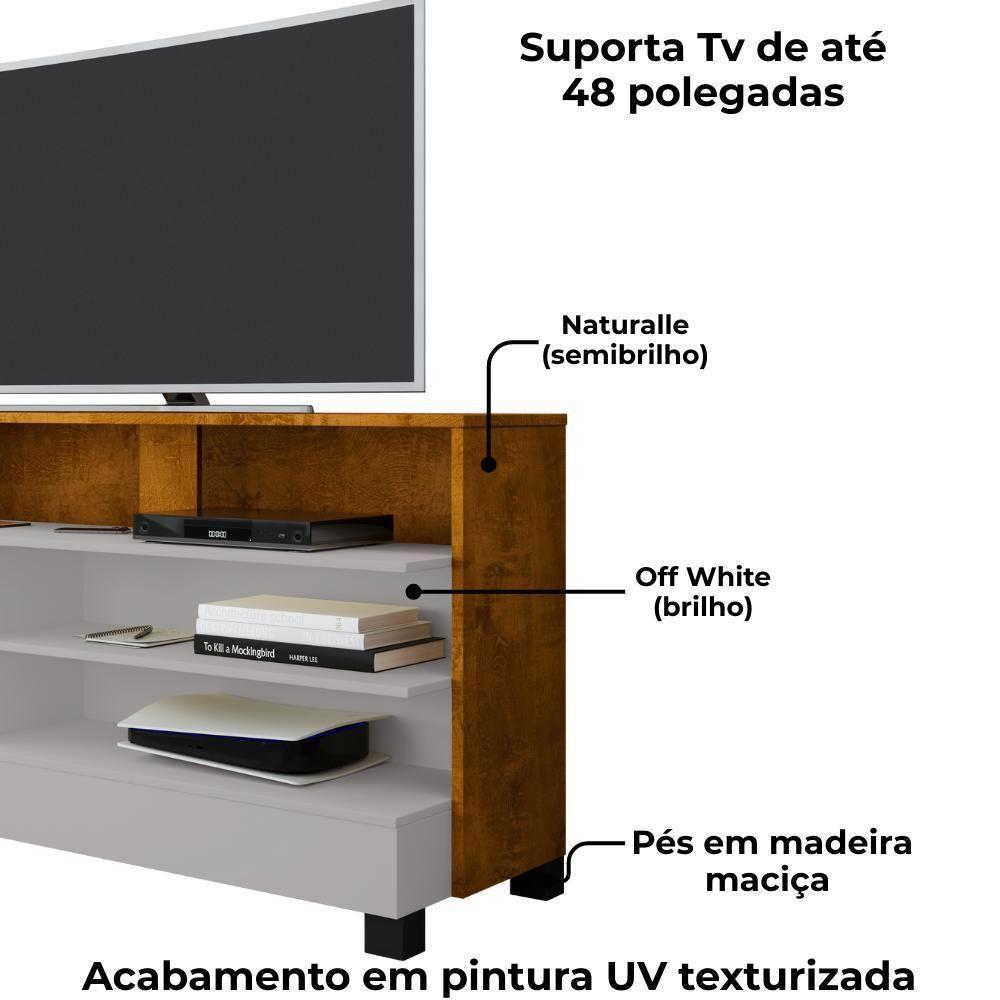 Rack Bancada Tv 48 Pol Pipa 108 Cm Off White Naturalle Bechara - 5