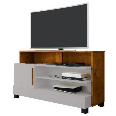 Rack Bancada Tv 48 Pol Pipa 108 Cm Off White Naturalle Bechara