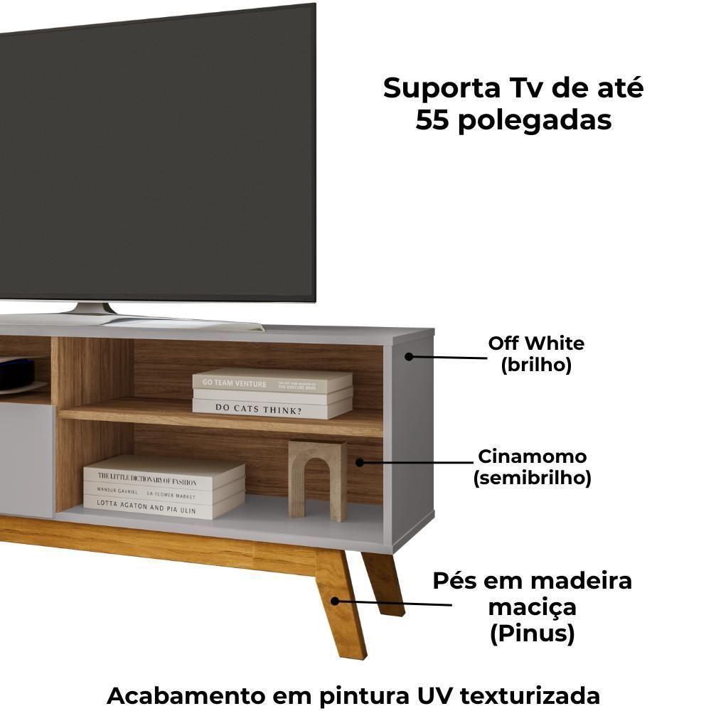 Rack Bancada Tv 55 Pol 136 Cm Paladio Off White Cinamomo Bechara - 5