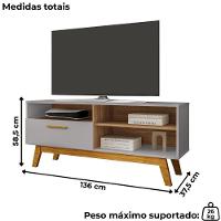 Rack Bancada Tv 55 Pol 136 Cm Paladio Off White Cinamomo Bechara - 3
