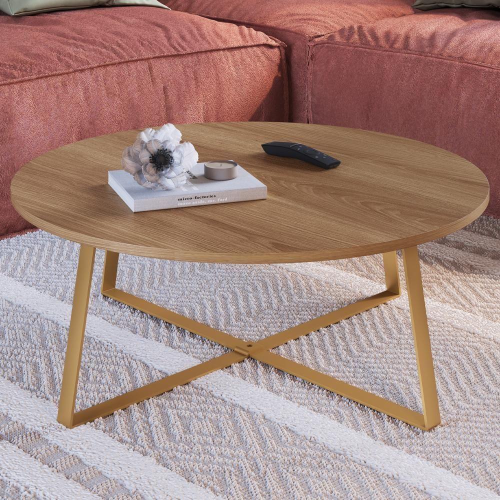 Mesa De Centro Para Sala De Estar 27947 Hanover Dourado Artesano - 2