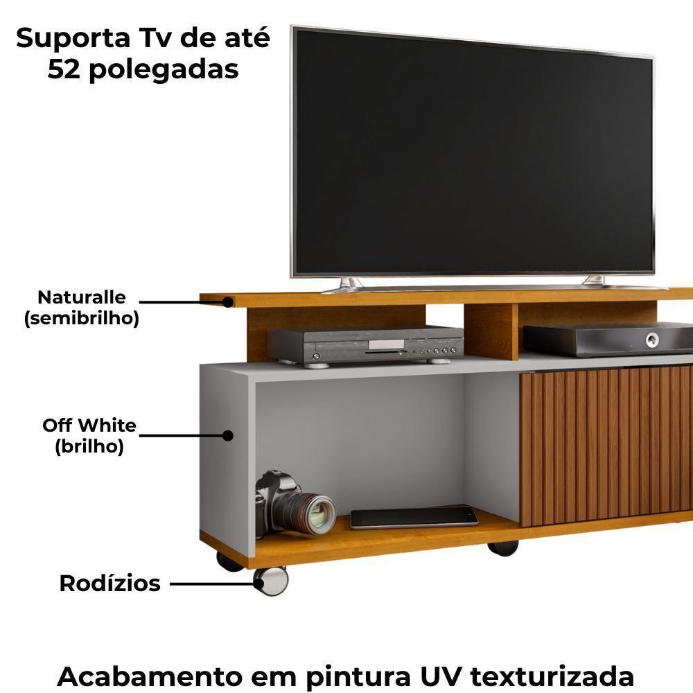 Rack Bancada Tv 52 Pol 136 Cm Topazio Off White Naturalle Bechara - 5