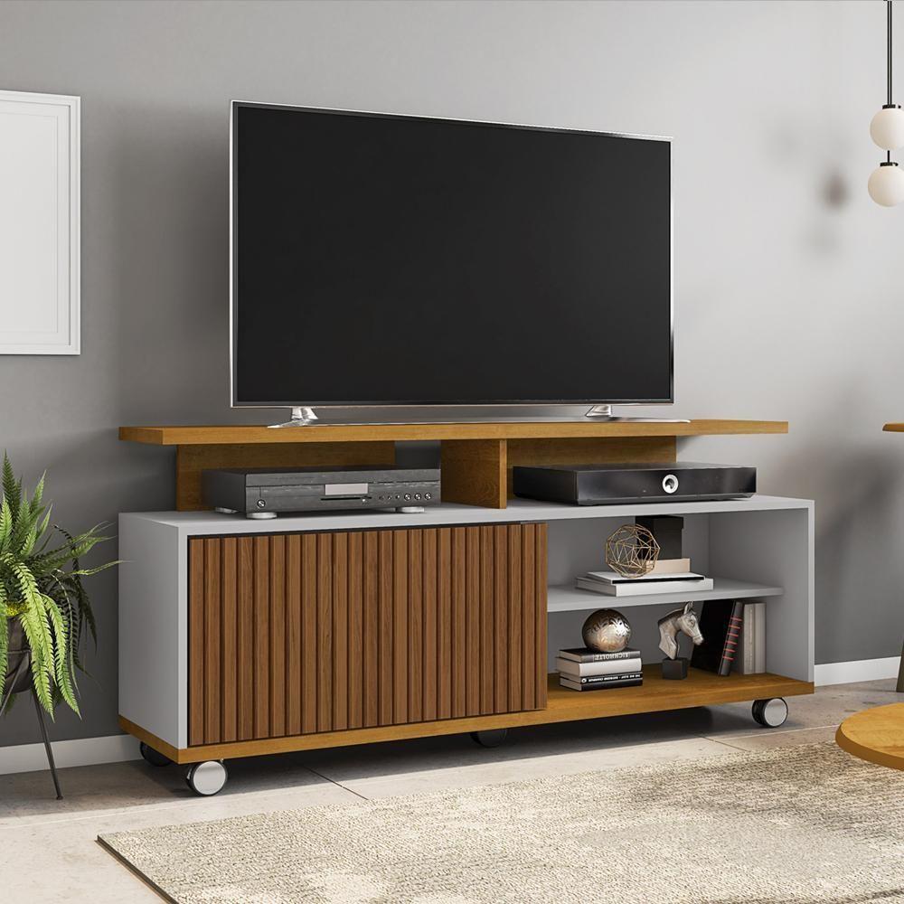 Rack Bancada Tv 52 Pol 136 Cm Topazio Off White Naturalle Bechara - 6