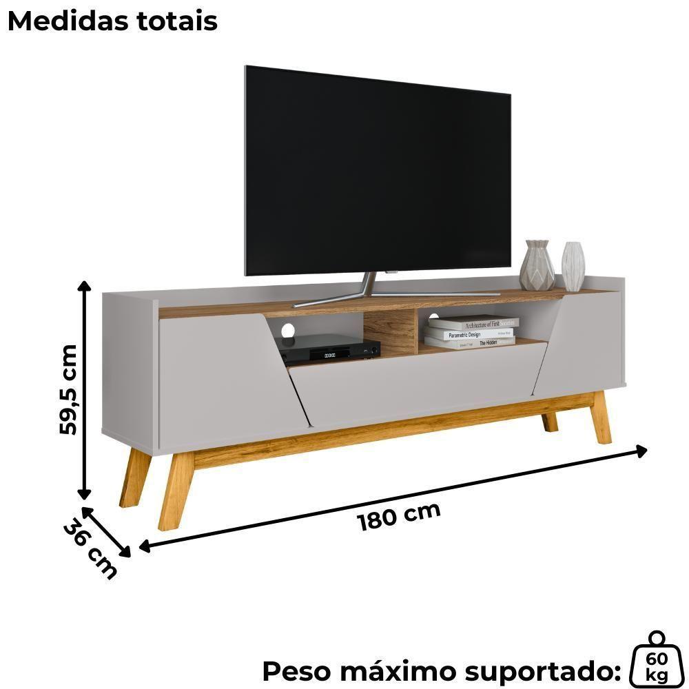 Rack Bancada Tv 70 Pol 180 Cm Florenca Off White Cinamomo Bechara - 3