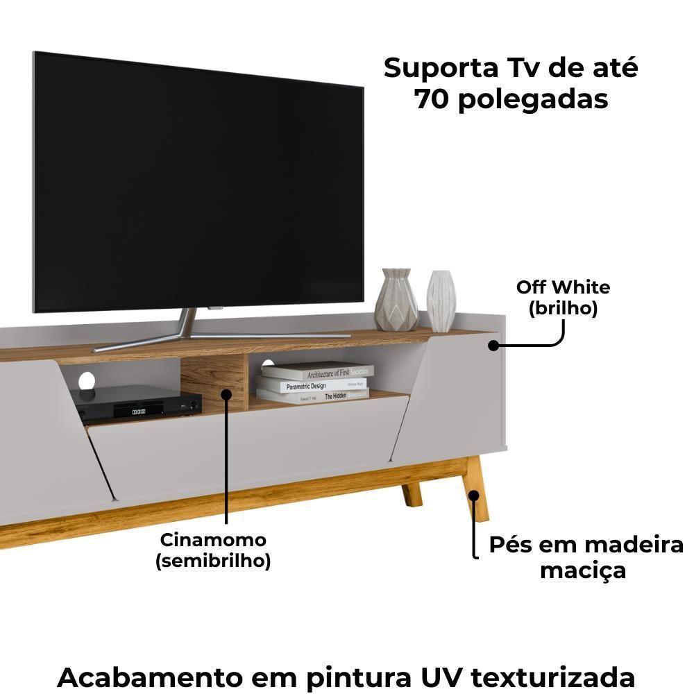 Rack Bancada Tv 70 Pol 180 Cm Florenca Off White Cinamomo Bechara - 5