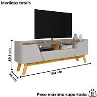 Rack Bancada Tv 70 Pol 180 Cm Florenca Off White Cinamomo Bechara - 3