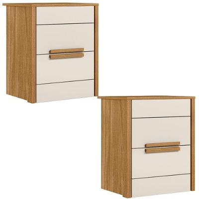 Kit 2 Mesas De Cabeceira Dhara 2 Gavetas 51 Cm Freijo Off White Moval