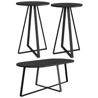 Conjunto Mesa De Centro Sala De Estar 27959 Preto Artesano Preto