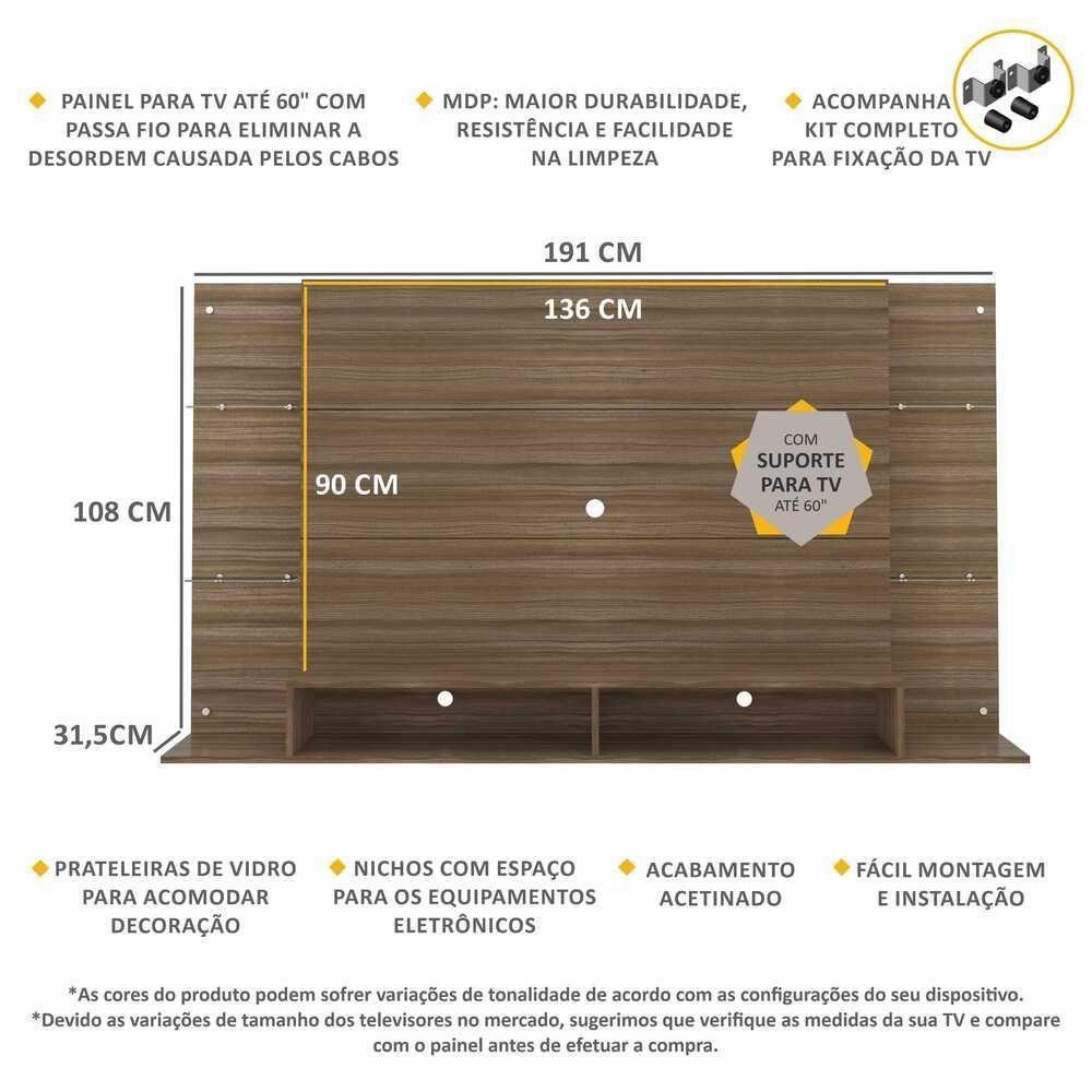 Painel Com Suporte Para Tv Até 60´´ Nairóbi Fg3071 Madeirado - 3