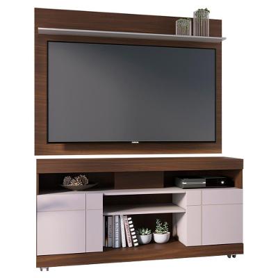 Rack Yara E Painel Maia Tv 55 Pol 136 Cm 5016 Nogueira Real Off White Colibri