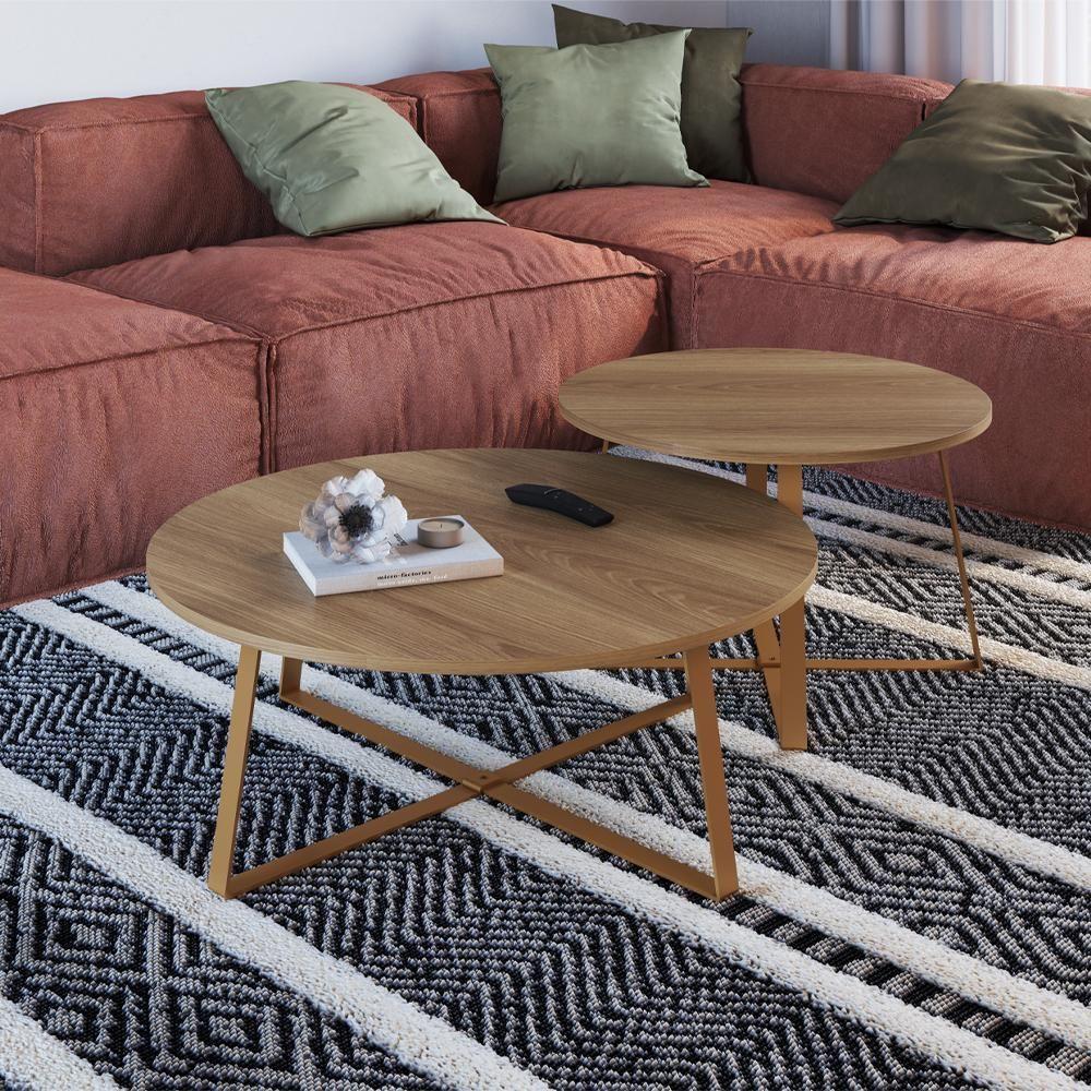 Mesa De Centro Para Sala De Estar 27941 Hanover Dourado Artesano - 8