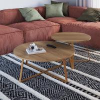 Mesa De Centro Para Sala De Estar 27941 Hanover Dourado Artesano - 8