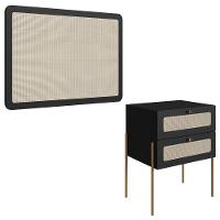 Cabeceira Solteiro E Mesa Cabeceira Palinha 28976 Nero Dourado Artesano - 1