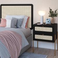 Cabeceira Solteiro E Mesa Cabeceira Palinha 28976 Nero Dourado Artesano - 5