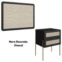 Cabeceira Solteiro E Mesa Cabeceira Palinha 28976 Nero Dourado Artesano - 7