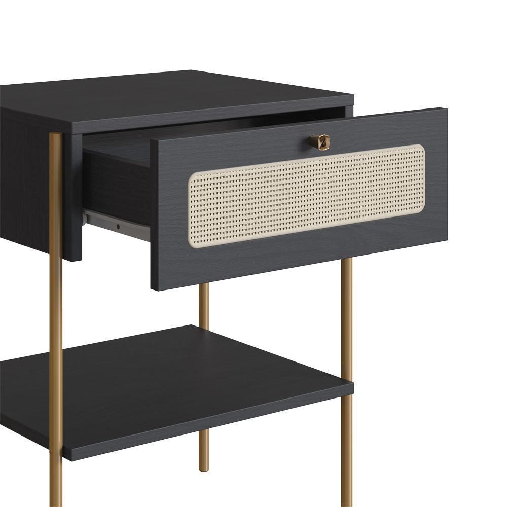 Cabeceira Solteiro E Mesa Cabeceira Palinha 28975 Nero Dourado Artesano - 5