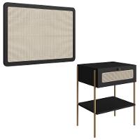 Cabeceira Solteiro E Mesa Cabeceira Palinha 28975 Nero Dourado Artesano - 1