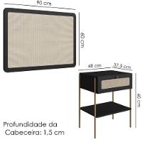 Cabeceira Solteiro E Mesa Cabeceira Palinha 28975 Nero Dourado Artesano - 3
