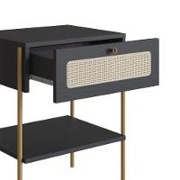 Cabeceira Solteiro E Mesa Cabeceira Palinha 28975 Nero Dourado Artesano - 5