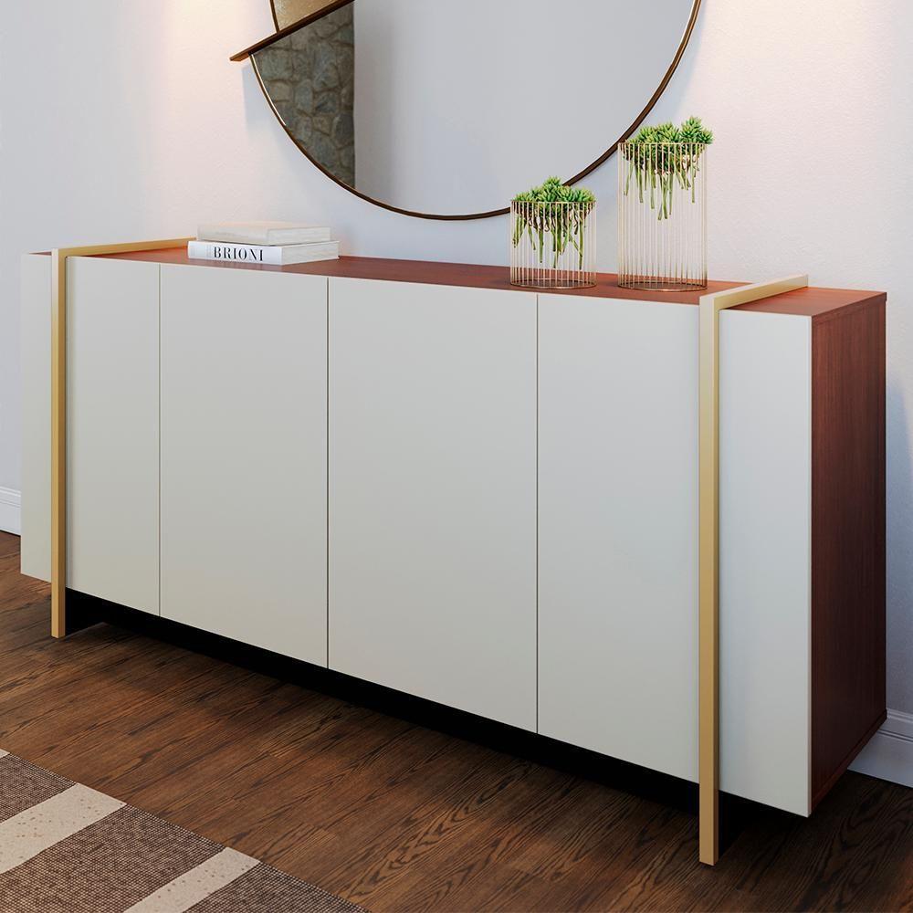 Balcao Buffet 160 Cm Copacabana Dourado Off White Nogueira Real Colibri - 2
