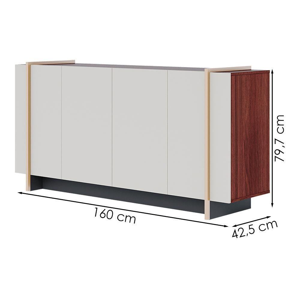 Balcao Buffet 160 Cm Copacabana Dourado Off White Nogueira Real Colibri - 3
