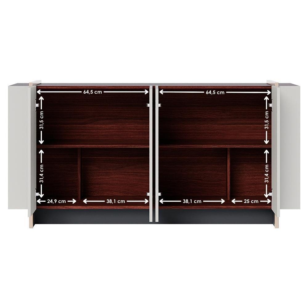 Balcao Buffet 160 Cm Copacabana Dourado Off White Nogueira Real Colibri - 5