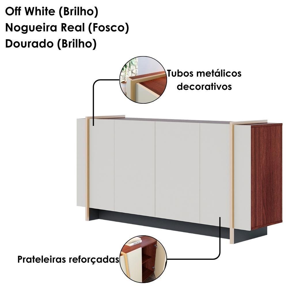 Balcao Buffet 160 Cm Copacabana Dourado Off White Nogueira Real Colibri - 6