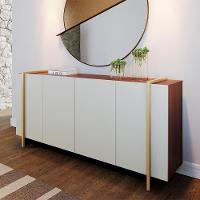 Balcao Buffet 160 Cm Copacabana Dourado Off White Nogueira Real Colibri - 10