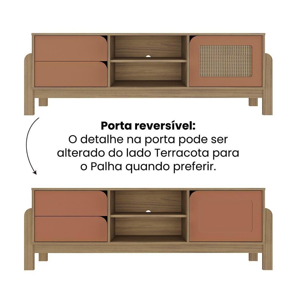 Rack Tv 65 Pol Buffet E Mesa De Centro Carvalho Terracota Arly - 7
