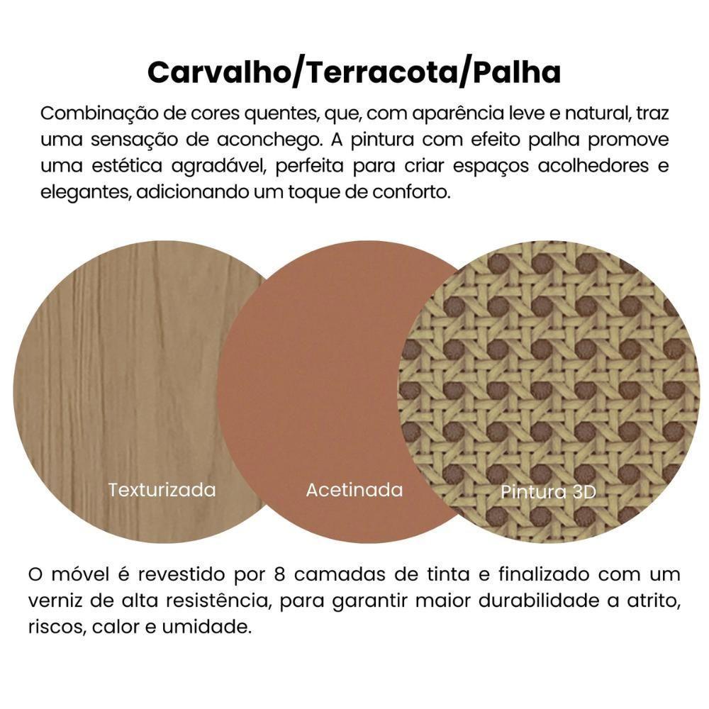 Rack Tv 65 Pol Buffet E Mesa De Centro Carvalho Terracota Arly - 8