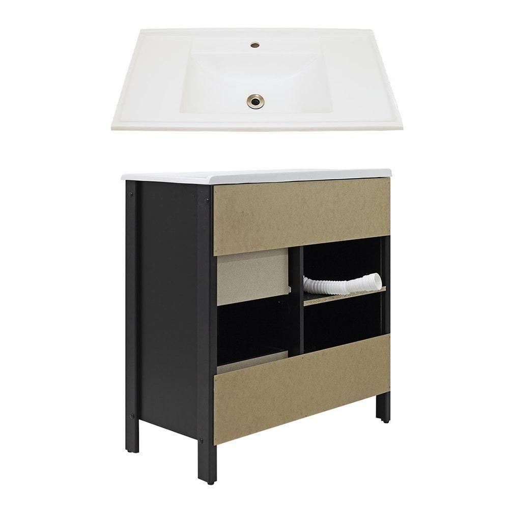 Gabinete Banheiro Com Lavatorio 1 Pt 2 Gv 79 Cm Bn01 Preto Dtall Preto - 7