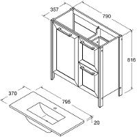 Gabinete Banheiro Com Lavatorio 1 Pt 2 Gv 79 Cm Bn01 Preto Dtall Preto