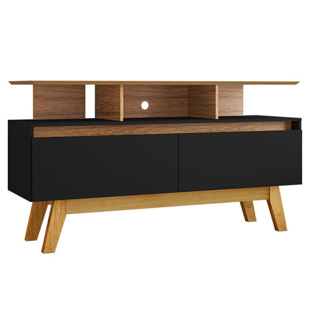 Rack Bancada Tv 50 Pol 120 Cm Rubi Cinamomo Preto Bechara - 1