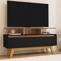 Rack Bancada Tv 50 Pol 120 Cm Rubi Cinamomo Preto Bechara - 2