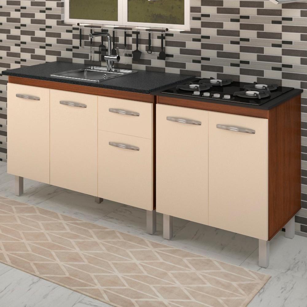 Balcao Pia 120cm E Cooktop 4 Bocas Savana Off White Mobbs - 2